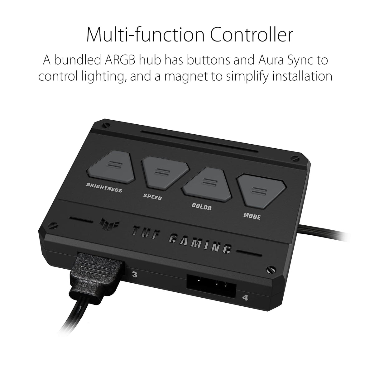 ASUS TUF Gaming TF120 ARGB Chassis Fan 3Pin Customizable LEDs Blade, Advanced Fluid Dynamic Bearing, 120mm PWM Control, Anti-vibration Pads, Double-layer LED Array for Computer Case & Liquid Radiator