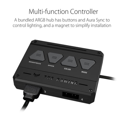 ASUS TUF Gaming TF120 ARGB Chassis Fan 3Pin Customizable LEDs Blade, Advanced Fluid Dynamic Bearing, 120mm PWM Control, Anti-vibration Pads, Double-layer LED Array for Computer Case & Liquid Radiator