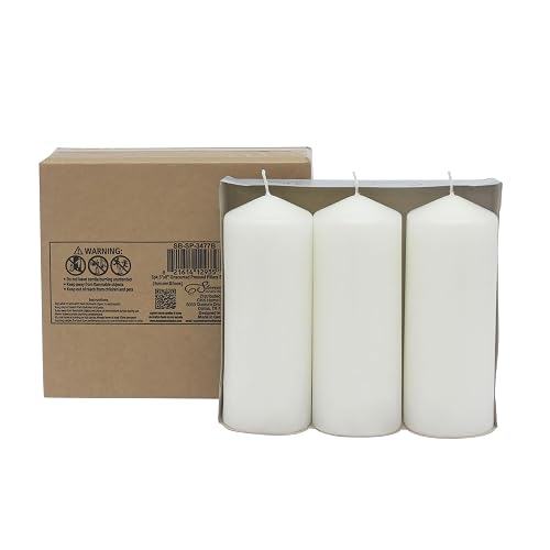 Stonebriar - Paquete de 3 velas de cera blanca sin perfume de 3 x 8 pulgadas, 80 horas de largo