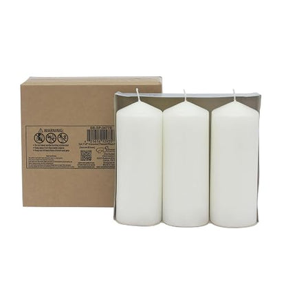 Stonebriar - Paquete de 3 velas de cera blanca sin perfume de 3 x 8 pulgadas, 80 horas de largo