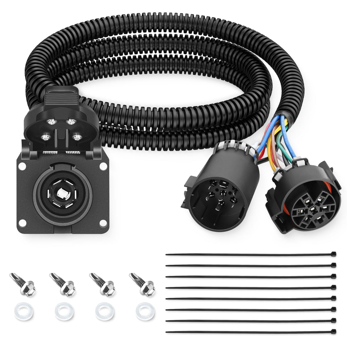 Nilight - Extensión de arnés de cableado para remolque de 7 pines USCAR | USCAR a RV Blade Adaptador de luz para puerta trasera para Chevy Ford, GMC Dodge Nissan Toyota 5ª rueda cuello de cisne