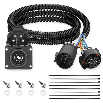 Nilight - Extensión de arnés de cableado para remolque de 7 pines USCAR | USCAR a RV Blade Adaptador de luz para puerta trasera para Chevy Ford, GMC Dodge Nissan Toyota 5ª rueda cuello de cisne