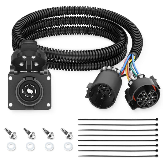 Nilight - Extensión de arnés de cableado para remolque de 7 pines USCAR | USCAR a RV Blade Adaptador de luz para puerta trasera para Chevy Ford, GMC Dodge Nissan Toyota 5ª rueda cuello de cisne