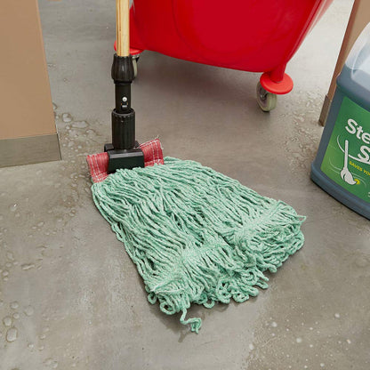 Rubbermaid Commercial Products Super Stitch - Mopa húmeda de mezcla grande de 24 onzas, diadema de 5 pulgadas, verde, para limpieza industrial/profesional de suelos duros, incluyendo madera