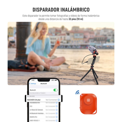 Neewer - Trípode para iPhone con Adaptador de Montaje de cámara de acción y Soporte para teléfono, Mini cámara Flexible para trípode Compatible con GoPro Samsung DSLR cámara Web para Vlog, grabación