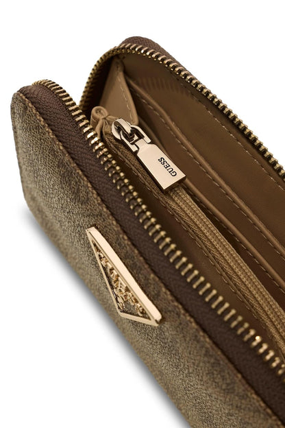 GUESS CARTERA LAUREL II SLG MED ZIP AROUND COLOR CAFÉ LOGO