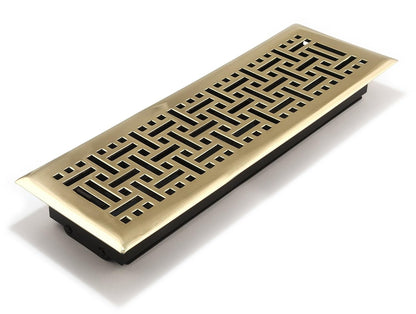 Accord AMFRPBB414 Floor Register with Wicker Design, 4-Inch x 14-Inch(Duct Opening Measurements), Polished Brass