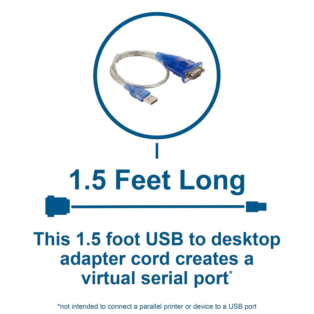 C2G 26886 USB to DB9 Serial RS232 Adapter Cable, Blue (1.5 Feet, 0.45 Meters)
