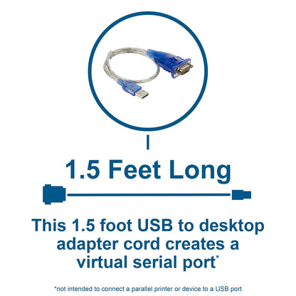 C2G 26886 USB to DB9 Serial RS232 Adapter Cable, Blue (1.5 Feet, 0.45 Meters)