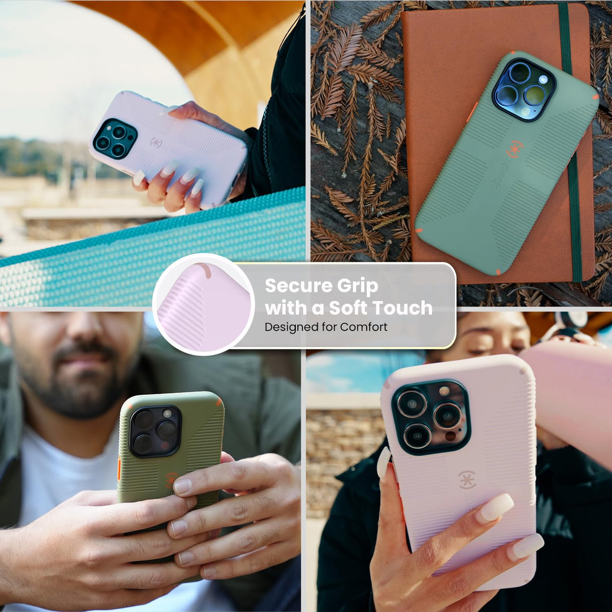 Speck - Funda para iPhone 15 Pro, construida para MagSafe, Agarre de protección contra caídas, Resistente a los arañazos, Tacto Suave, Funda de teléfono de 6.1 Pulgadas, Agarre CandyShell Suave