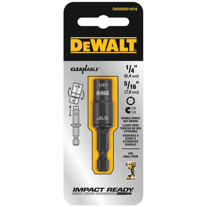 DEWALT Destornillador de tuerca, doble extremo, 1/4 pulgadas + 5/16 pulgadas (DWADEND14516)