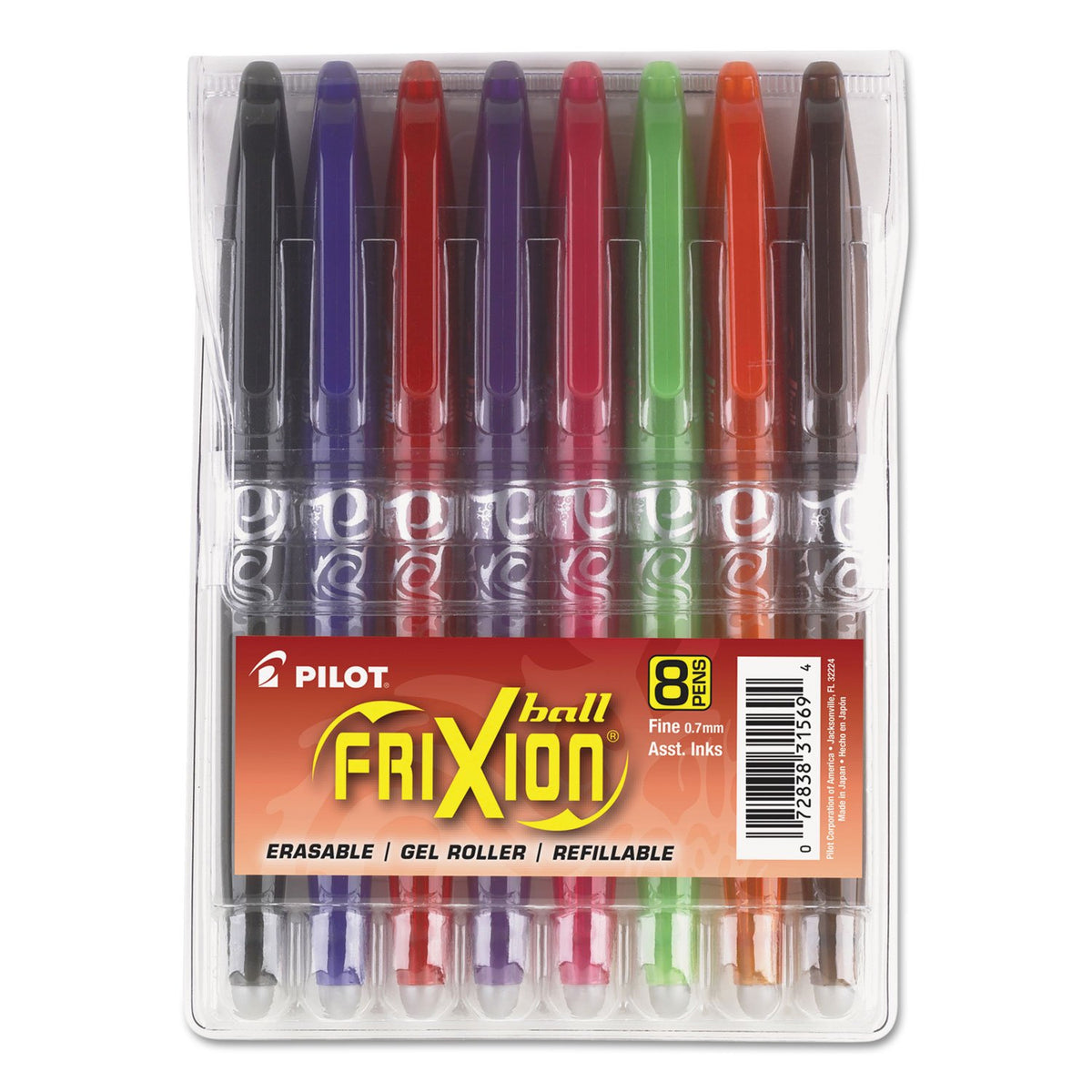 Pilot FriXion Ball Bolígrafo de Tinta Borrable, Caja con 12 - 8 pack pouch - Variados