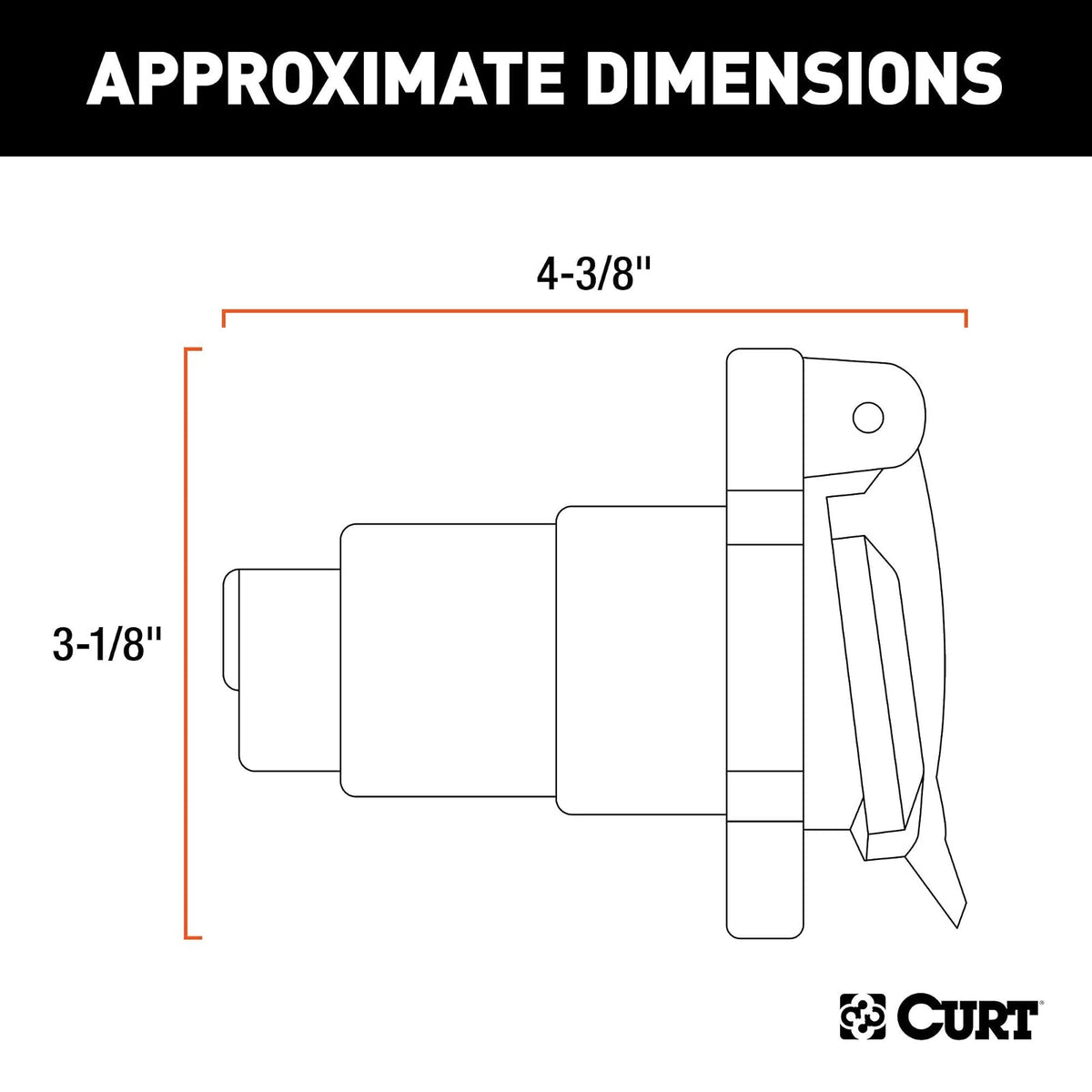 CURT Conector de Arnés de Cableado para Remolque de 7 Pines para Vehículos Pesados, 58155