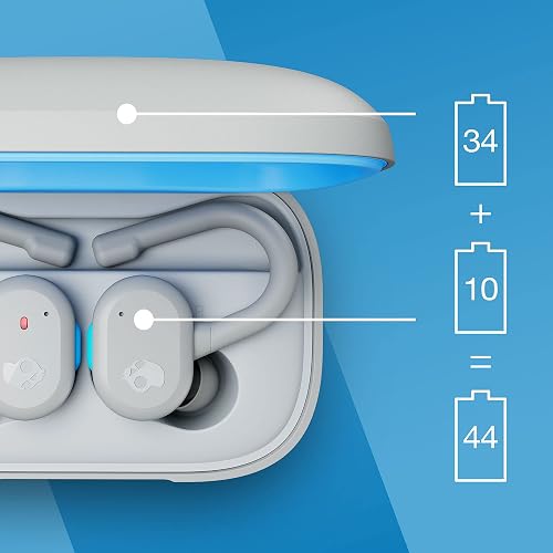 Skullcandy Audífonos Push Active In-Ear Inalámbricos, 43 Horas de Batería, Skull-iQ, Habilitados para Alexa, Micrófono, Compatibles con iPhone, Android y Dispositivos Bluetooth, Gris
