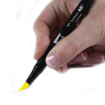 Tombow Marcador Doble con Punta de brocha - 020 -, Cepillo Doble, Amarillo (Process Yellow)
