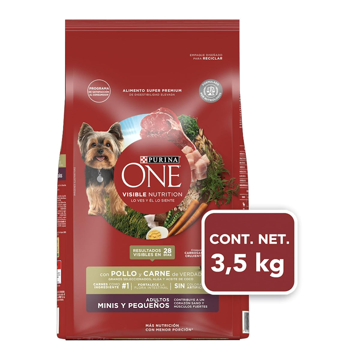 Purina One Adulto Raza Minis y Pequeños Sabor Pollo y Carne 3.5Kg