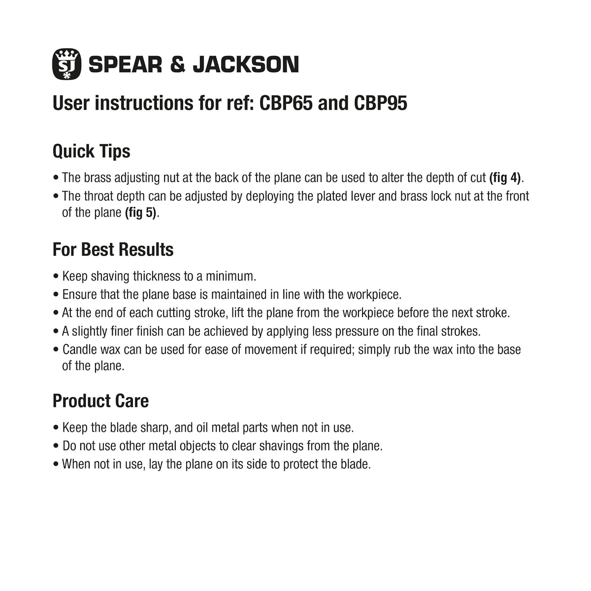 Spear & Jackson CBP95 - Plano de bloque de carpintero de 9 1/2 pulgadas, gris, blanco, negro