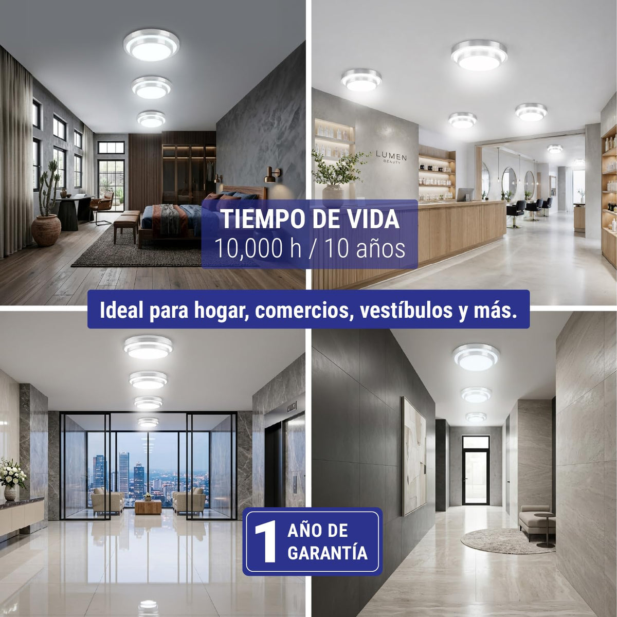 Volteck Basic PLA-704L, Luminario decorativo de LED 22 W de sobreponer tipo plafón metálico luz día