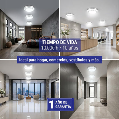 Volteck Basic PLA-704L, Luminario decorativo de LED 22 W de sobreponer tipo plafón metálico luz día