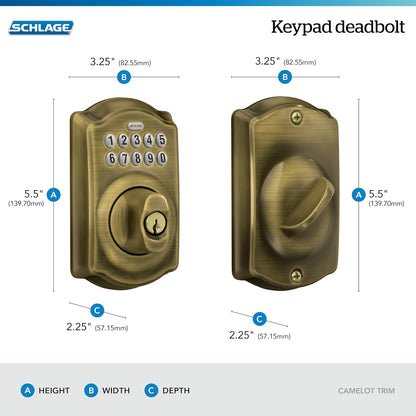 Schlage Camelot Escudo con tTeclado nNumérico Antique Brass 1 paquete