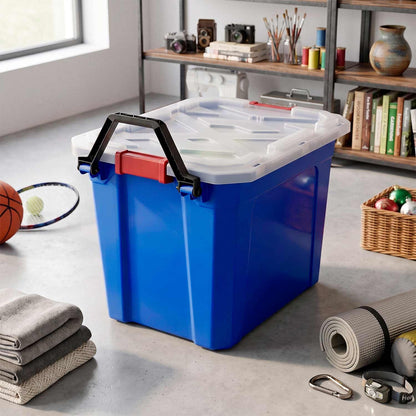 Caja de Almacenamiento con Ruedas 88 L de Plástico Color Azul