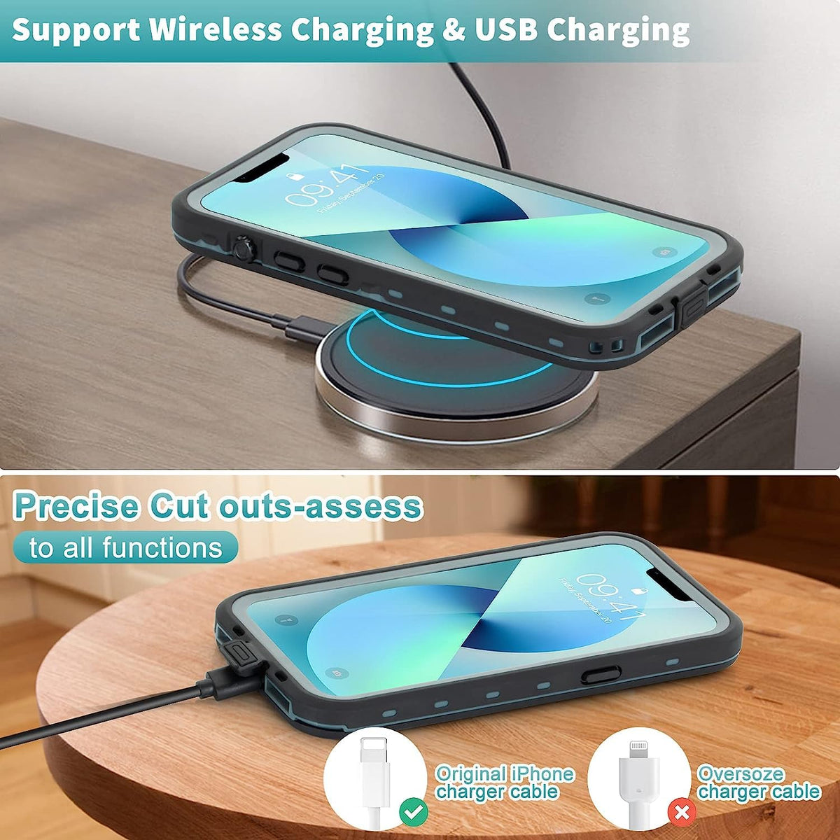 Hertekdo Funda para iPhone 13 Mini, IP68 Funda Impermeable para iPhone 13 Mini con Kickstand Absorción de Choque Resistente iPhone 13 Mini Funda Ideal para Buceo, Esquí y Natación