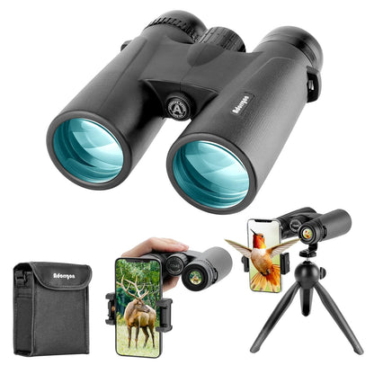 Adorrgon Prismáticos 12x42 HD | Con Adaptador De Teléfono, Trípode Y Adaptador De Trípode, Visión Con Poca Luz, Para Observación De Aves Y Viajes
