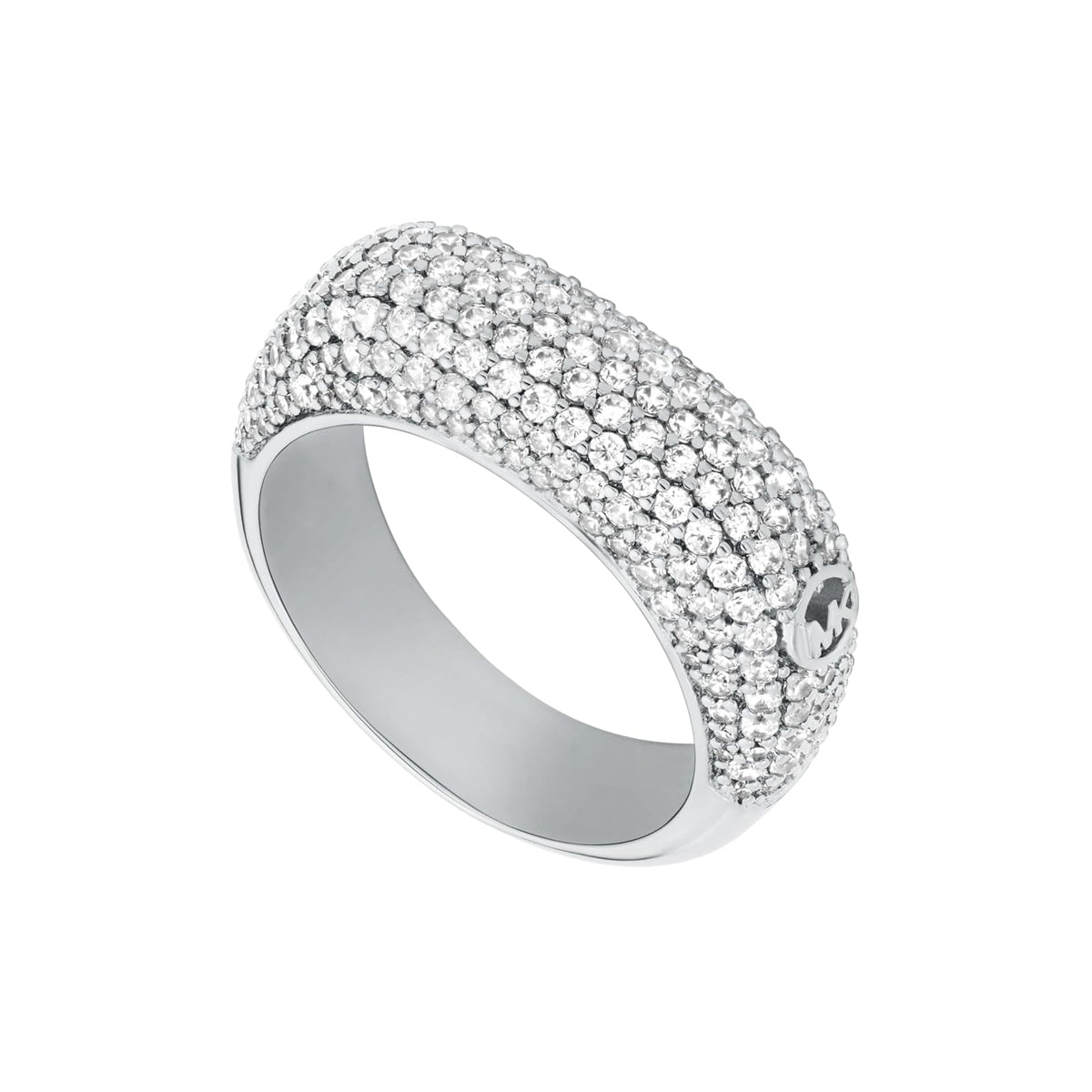 Anillo cuadrado Michael Kors de latón en color plateado para mujer, MKJ8602040 talla 7