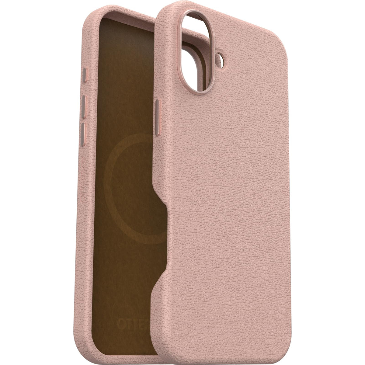 OtterBox iPhone 16 Plus Symmetry Series Cactus Leather - Rosa | Funda protectora delgada de piel de cactus de alta calidad, compatible con MagSafe con protección contra caídas