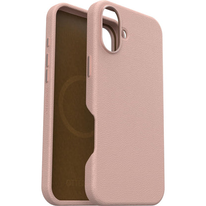 OtterBox iPhone 16 Plus Symmetry Series Cactus Leather - Rosa | Funda protectora delgada de piel de cactus de alta calidad, compatible con MagSafe con protección contra caídas