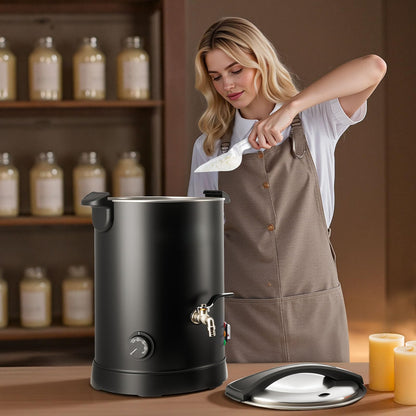 VEVOR Fundidor de cera para hacer velas, 10.6 cuartos de galón, calentamiento rápido y uniforme, con pico vertedor fácil y control de temperatura, crisol de cera para hacer velas y jabones