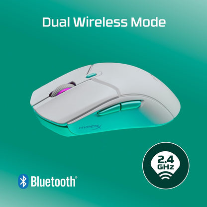 HyperX Pulsefire Haste 2 Core Wireless - Mouse para Juegos de PC, batería de Larga duración, Ligero, Sensor de núcleo Personalizado, conectividad inalámbrica Dual, Color Blanco