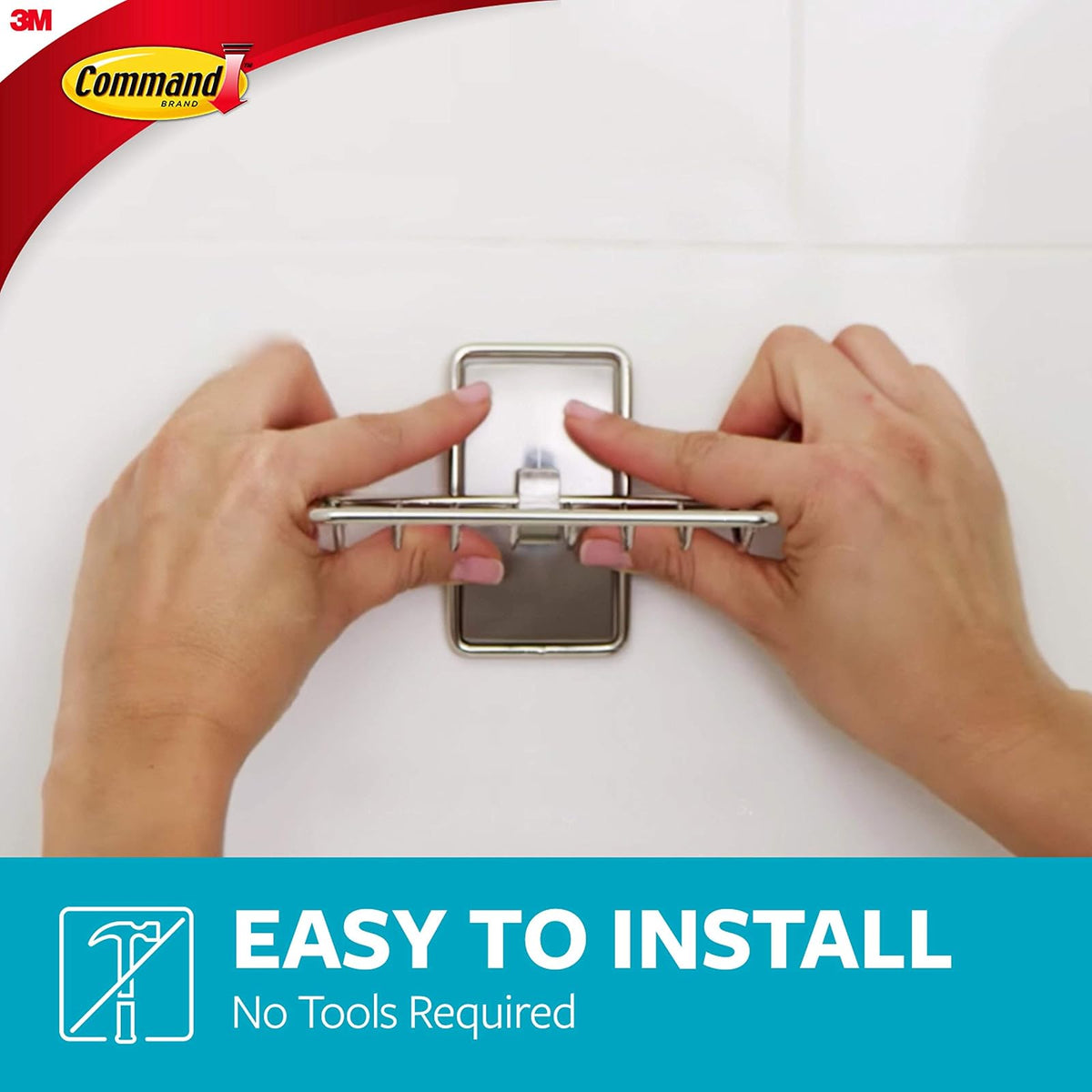 3M Command Jabonera de Níquel Satinado (Modelo BATH34-SN-ES) | Para organización de baño, resistente al agua, sin daños y con tira adhesiva, sin herramientas