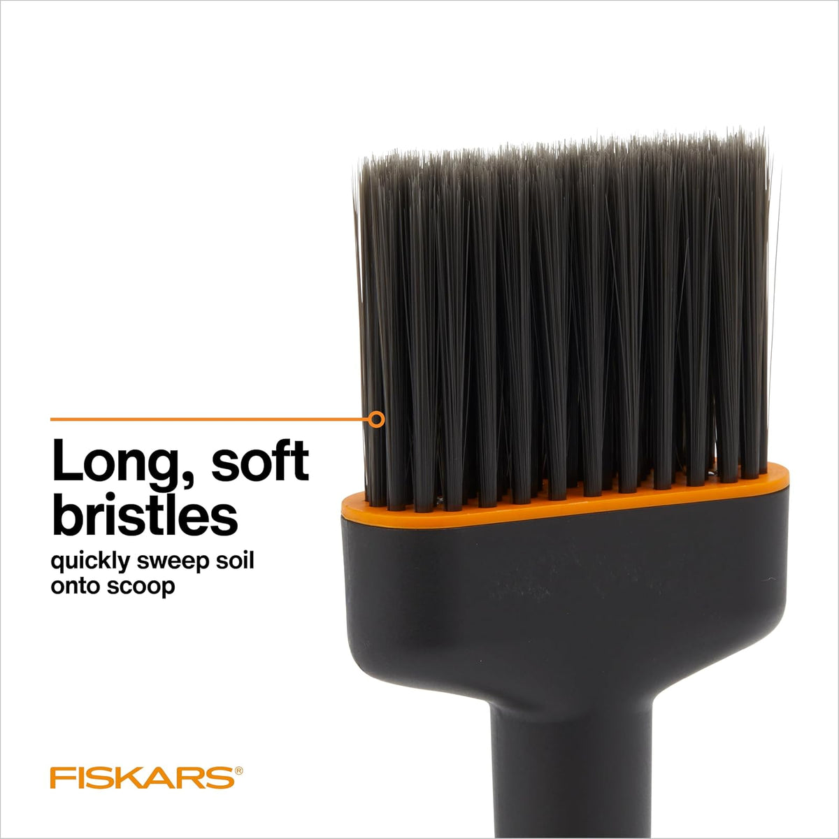 Fiskars - Juego de Cuchara y Cepillo para Polvo para Plantar Piso Herramienta de jardín para jardinería en Interiores, Control de desorden para trasplantar y reposicionar, Fabricado con plástico