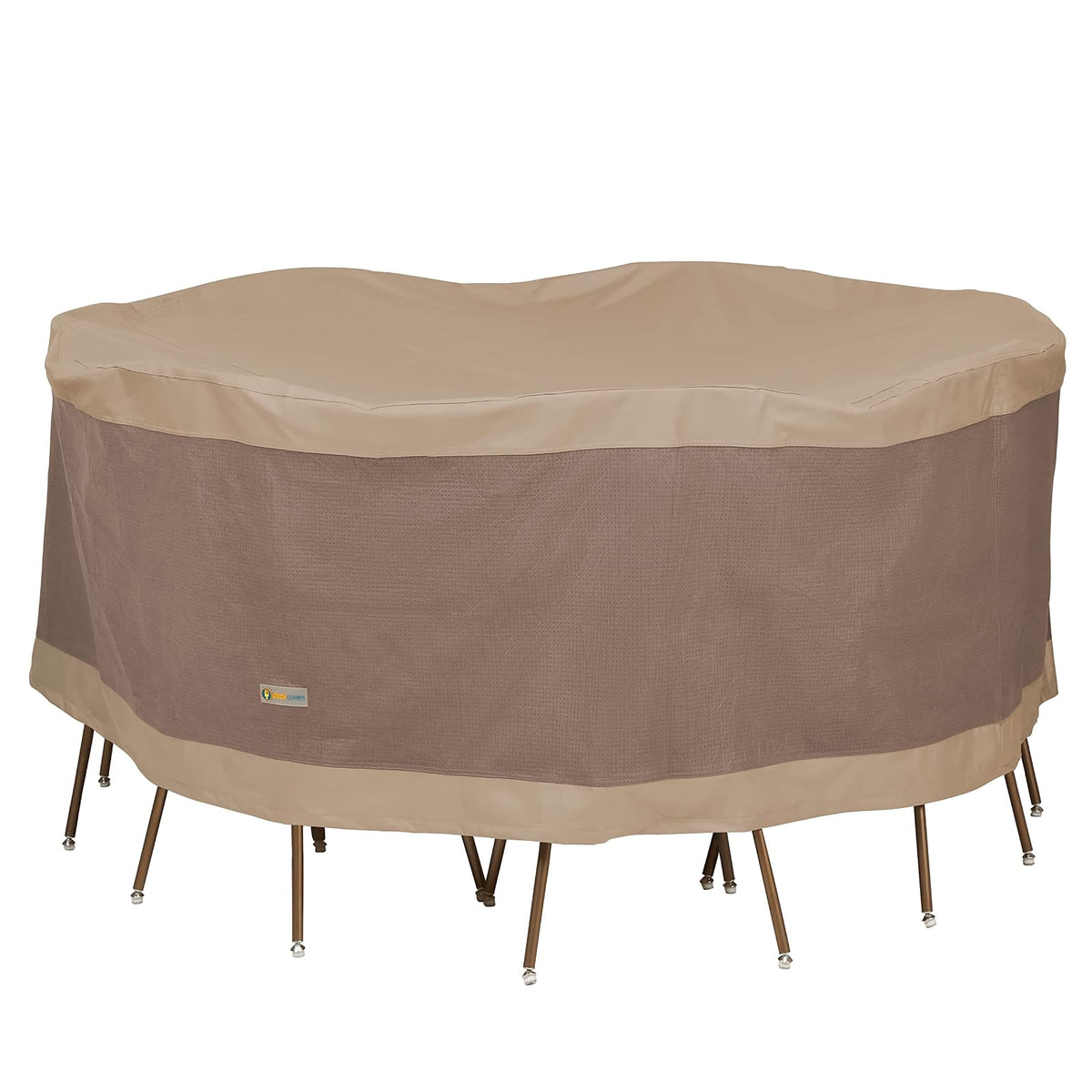 Duck Covers - Mesa de Patio Redonda Elegante con Funda para sillas, Marrón, 76Dia x 29H