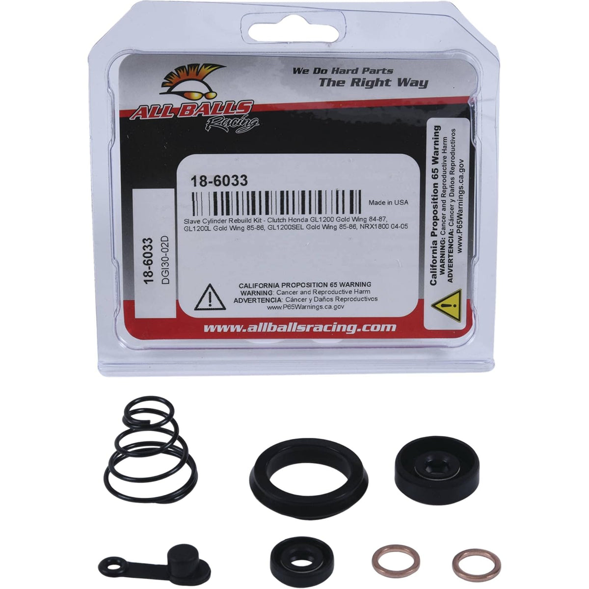 All Balls Racing Juego de cilindro esclavo de embrague 18-6033 compatible con/reemplazo para Honda GL1200 Gold Wing 1984-1987, GL1200L Gold Wing 1985-1986, GL1200SEL Gold Wing 1985-1986