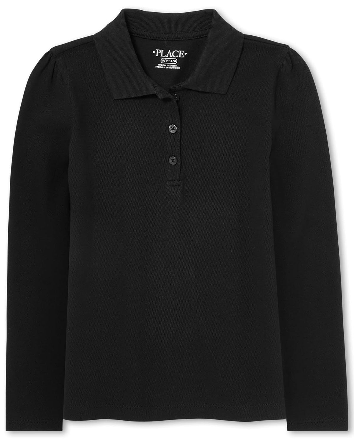 Polo Escolar de Manga Larga en Piqué para Niña - The Children's Place - G - Negro