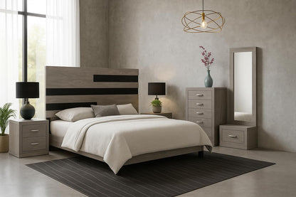 Tugow Buró con 2 Cajones Color Gris con Jaladeras de Metal - Madera MDF