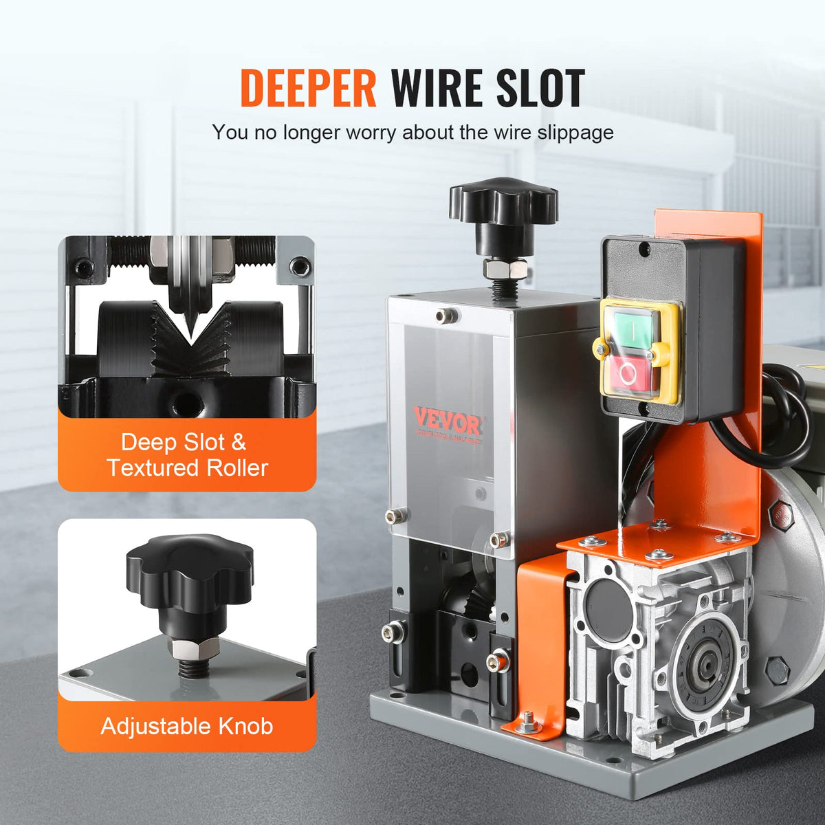 VEVOR - Máquina peladora de cables eléctrica, pelacables automática, 180 W, 60 pies/min con referencia de profundidad visible