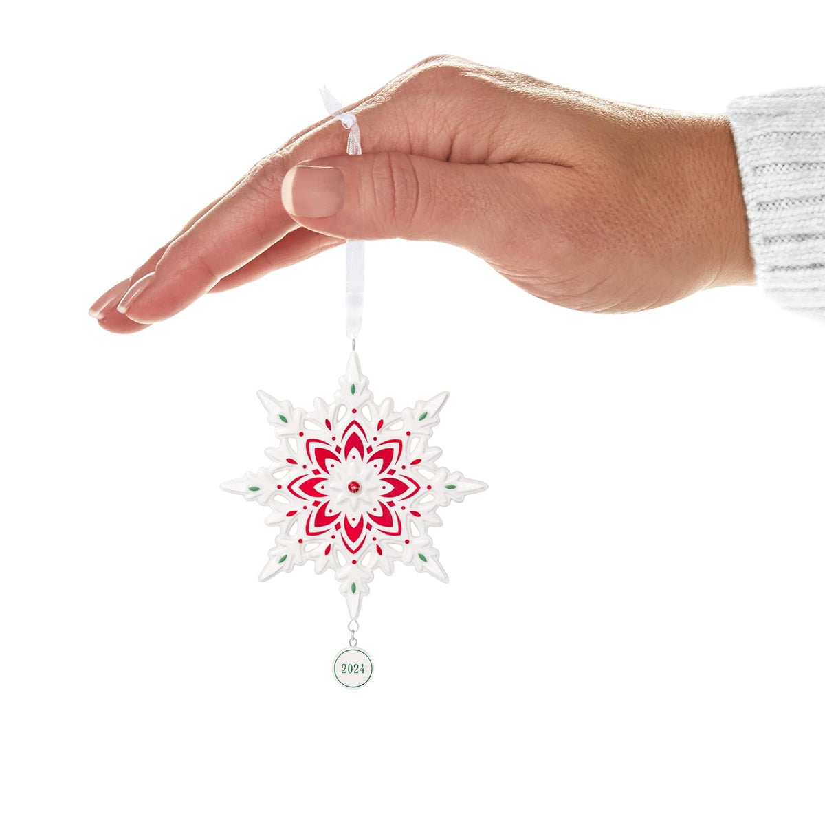 Hallmark - Adorno navideño de Recuerdo 2024, Copo de Nieve 2024, Porcelana, Copo de Nieve