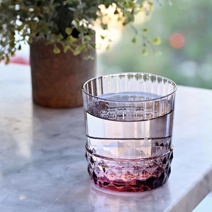 Bormioli Rocco '20s - Juego de 6 vasos DOF, vidrio de vidrio de colores de 12 onzas, rosa lila, fabricado en Italia