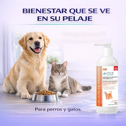 Fancy Pets Aceite de Salmon para Perros y Gatos Medical Solutions con 490ml | Omega 3 con DHA y EPA | Suplemento para Piel Sana, Pelaje Brillante y Sistema Inmune Fuerte