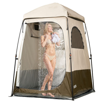 VEVOR Tienda de Ducha Portátil para Exterior - 145 x 145 x 215 cm - Plegable - 1 habitación - Caqui