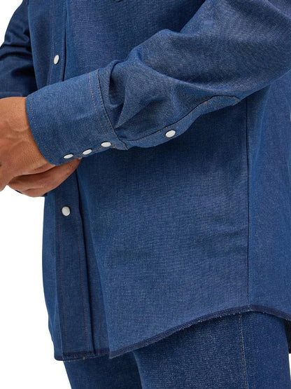 Wrangler Men's Cowboy Cut Western Long Sleeve Snap Work Shirt Firm Finish
