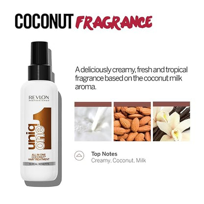 Revlon Professional Uniq One Hair Treatment Coco | 150 ml, sin enjuague, fórmula vegana, 10 , botella 25% RPET