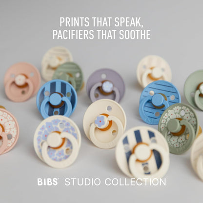 BIBS Chupones Studio Block Colour Pack de 2, Tetina redonda de látex natural, Talle 1, Color Blush Mix, 0 a 6 meses, Hecho en Dinamarca