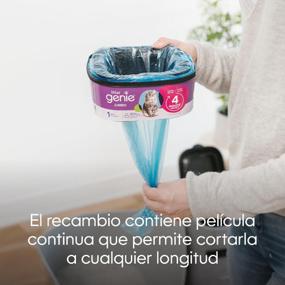 Litter Genie El Recambio Jumbo | Paquete de 1 | Ofrece 28 pies de Bolsas Que Pueden durar hasta 4 Meses para un Gato