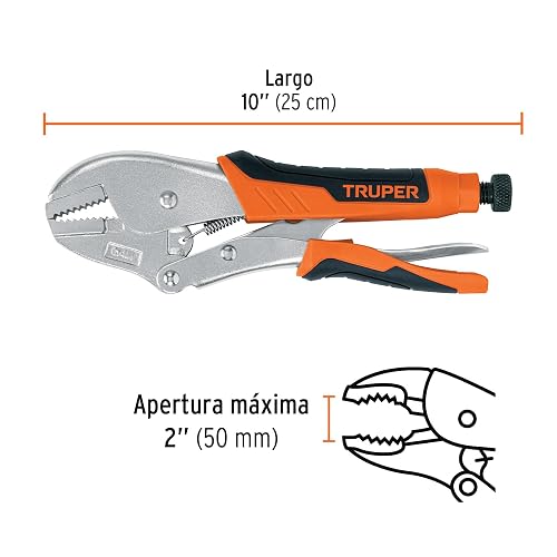 Truper PPT-10RX, Pinza de presión 10", mordaza recta, mango de vinil