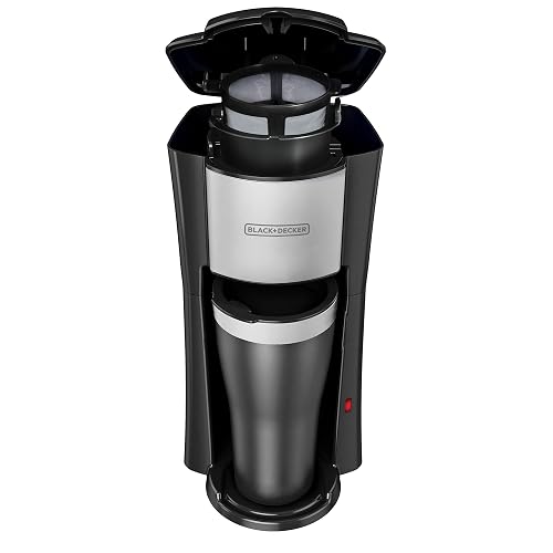 Black+Decker Cafetera Individual con Termo 16 oz y Filtro Permanente, CM618 | Cesta de filtro extraíble, apagado automático y piezas aptas para lavavajillas