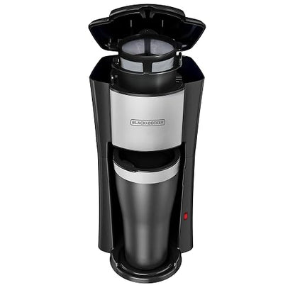 Black+Decker Cafetera Individual con Termo 16 oz y Filtro Permanente, CM618 | Cesta de filtro extraíble, apagado automático y piezas aptas para lavavajillas